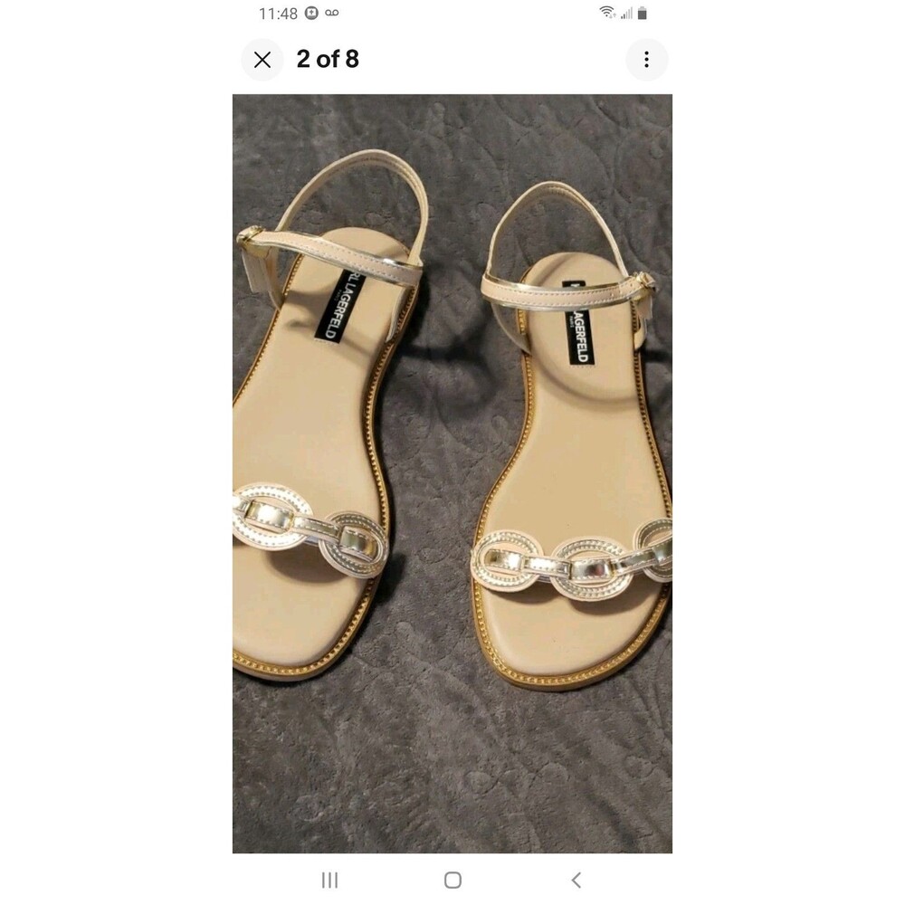 WOMAN'S METALLIC KARL LAGERFELD STRAPPY SANDALS SIZE:9*NWOB*